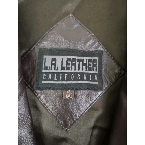 Vintage L. A. Leather California ~Men's Size 46Tall~Brown Soft Mid Length Jacket - Picture 2 of 11